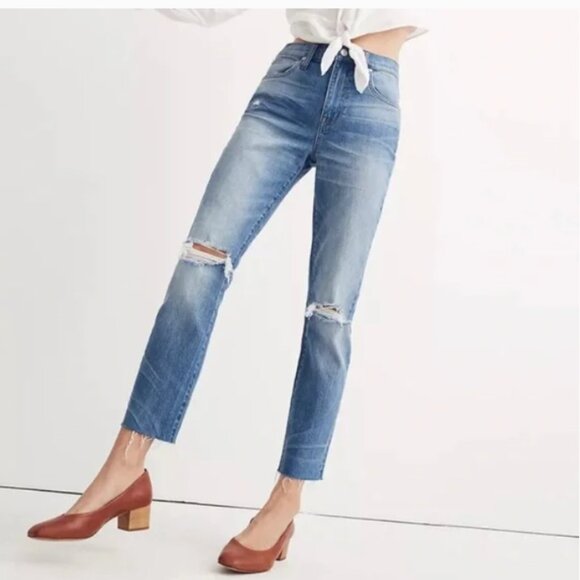 Madewell the high rise slim crop boyjean knee rip edition - Picture 2 of 10